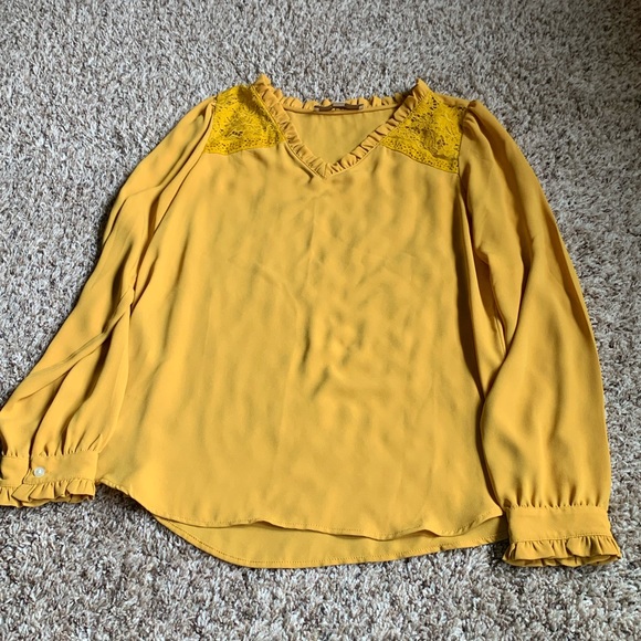 Loft long sleeve, v neck, lace inset, polyester blouse - Picture 2 of 8